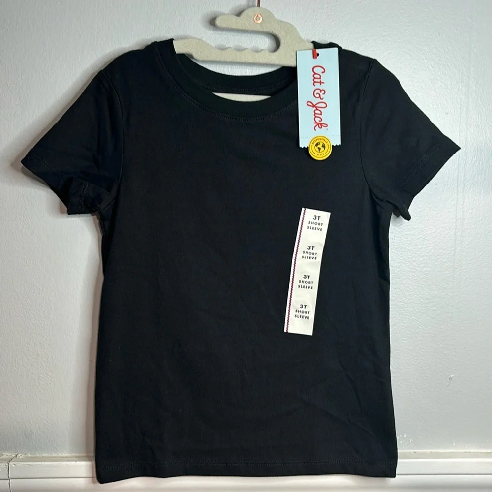 5 for $20! Cat and Jack Plain Black Short Sleeve Tee size 3T